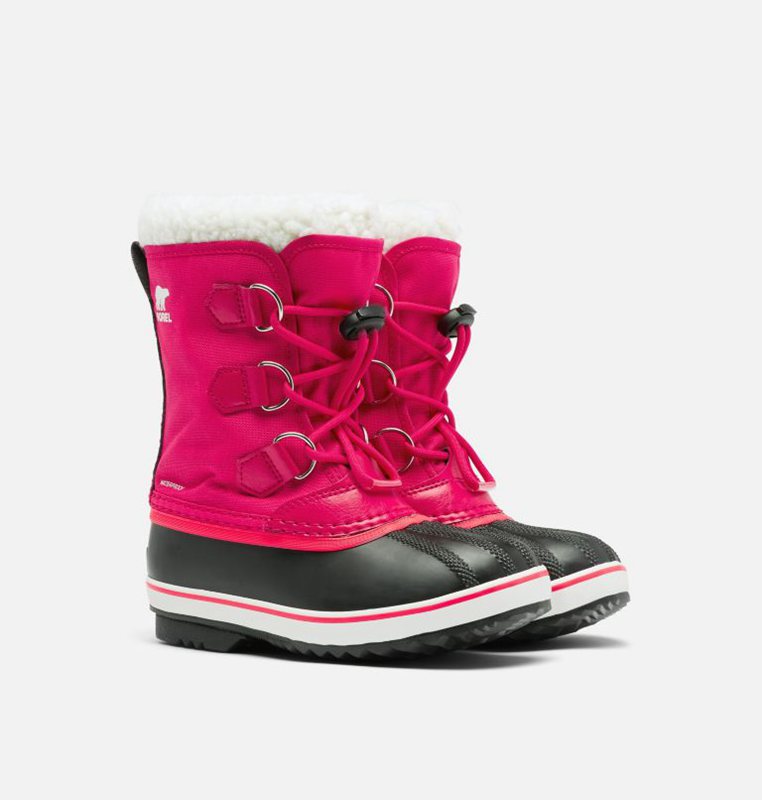 Kids Snow Boots Pink/Black - Sorel Childrens Yoot Pac™ Nylon - 061-DYRNMW